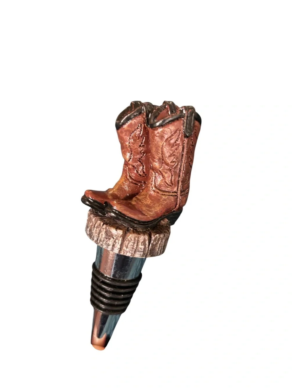 Foster & Rye Cowboy Boot Bottle Stopper 5”Polyresin and Chrome SheShed Mancave